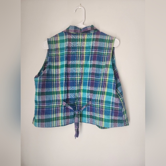 Vintage Erika & Co Plaid Multicolor Y2K Cottagecore Vest Top - Picture 5 of 5